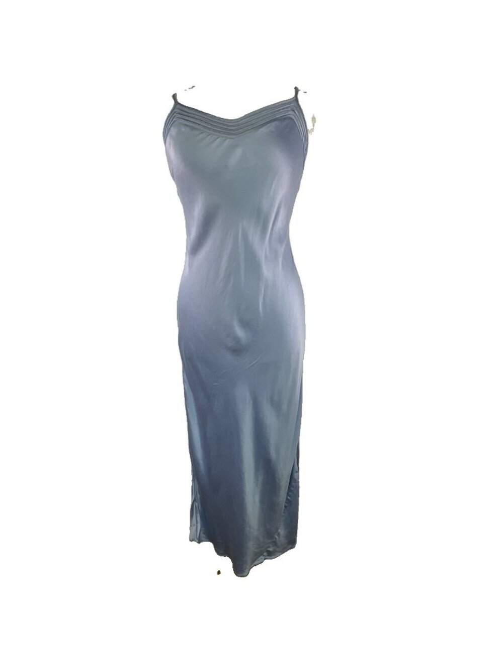 Victorias Secret Sz M Blue 100% SILK Long Slip Dress Nightie Nightgown Chemise